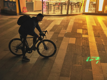 Night riding business scene