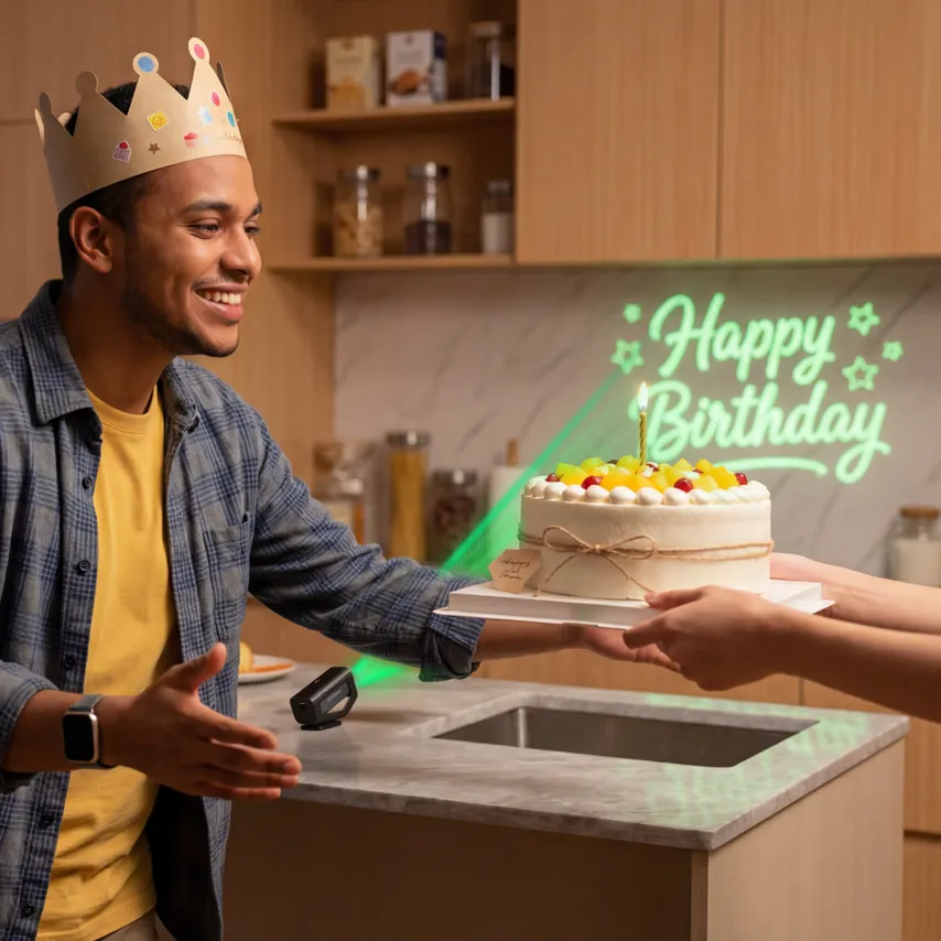Birthday projection scene